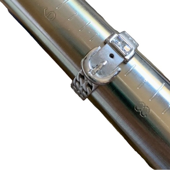 Sterling Silver Cubic Zirconium Belt Buckle Ring Woman’s Jewelry Size 7 - Picture 2 of 7